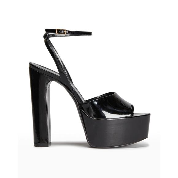Saint Laurent Black Leather Sexy Tanouk Sandal Size 7 - Picture 1 of 5